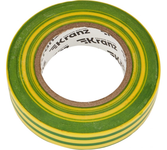 Kranz Изолента ПВХ 0.13х19 мм, 25 м, желто-зеленая (5 шт./уп.)¶KR-09-2207