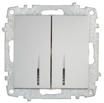 ZENA модуль Выключатель 2кл. с подсветкой мет.серый