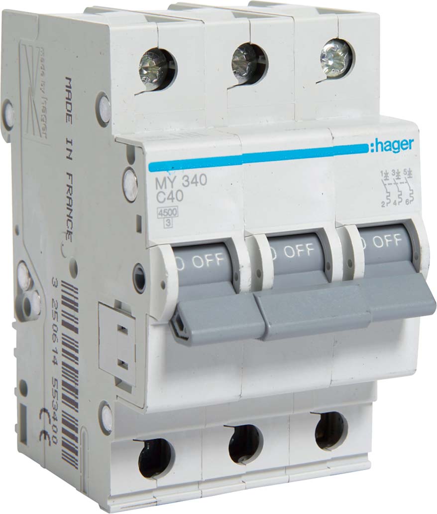 Hager Автоматический выключатель 3P 4.5kA C-40A 3M