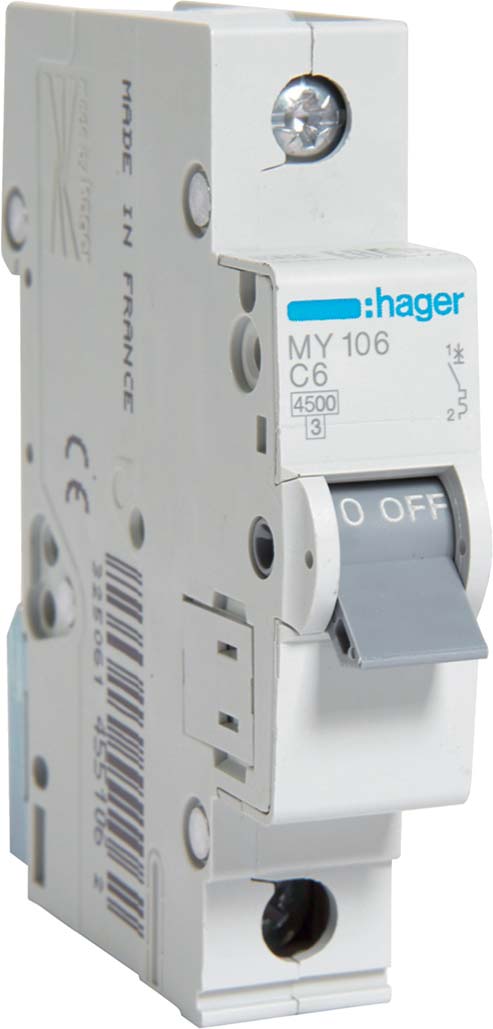 Hager Автоматический выключатель 1P 4.5kA C-6A 1M