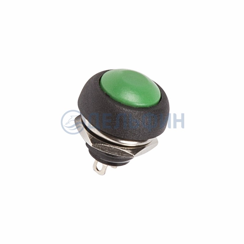 Выключатель-кнопка  250V 1А (2с) OFF-(ON)  Б/Фикс  зеленая  Micro  REXANT (50)