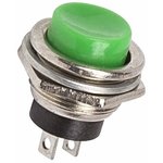 Выключатель-кнопка  металл 250V 2А (2с) (ON)-OFF  Ø16.2  зеленая  REXANT (10)