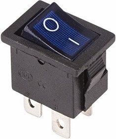 Выключатель клавишный 250V 6А (4с) ON-OFF синий  с подсветкой  Mini  REXANT   (10)