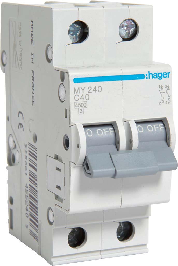 Hager Автоматический выключатель 2P 4.5kA C-40A 2M