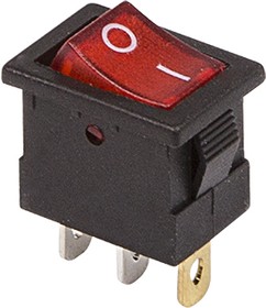 Выключатель клавишный 12V 15А (3с) ON-OFF красный  с подсветкой  Mini  REXANT   (10)