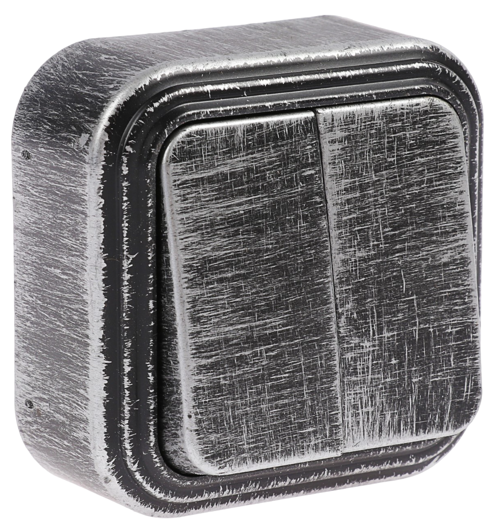Выключатель 2-кл. откр. уст. VA 56-232-ЧС (пластик) черный под серебро (80)