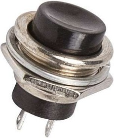 Выключатель-кнопка  металл 220V 2А (2с) (ON)-OFF  Ø16.2  черная  (RWD-306)  REXANT (10)