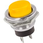 Выключатель-кнопка  металл 250V 2А (2с) (ON)-OFF  Ø16.2  желтая  REXANT (10)
