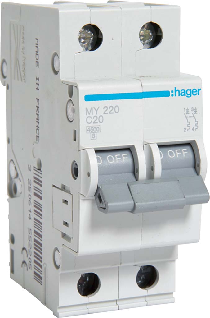 Hager Автоматический выключатель 2P 4.5kA C-20A 2M