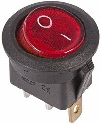 Выключатель клавишный круглый 250V 6А (3с) ON-OFF красный  с подсветкой  REXANT   (10)