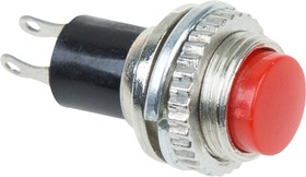 Выключатель-кнопка  металл 220V 2А (2с) (ON)-OFF  Ø10.2  красная  Mini  REXANT (10)