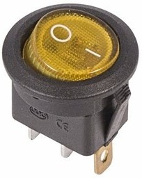 Выключатель клавишный круглый 250V 6А (3с) ON-OFF желтый  с подсветкой  REXANT   (10)