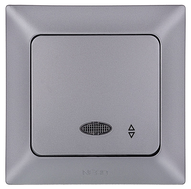 ARAS Выключатель проходной 1кл.с подсвет. 10А,250В, IP20  мет. серебро (12)