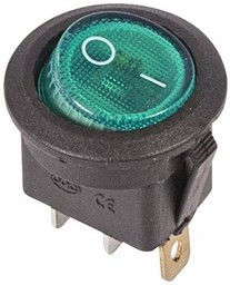 Выключатель клавишный круглый 250V 6А (3с) ON-OFF зеленый  с подсветкой  REXANT   (10)