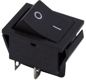Выключатель клавишный 250V 15А (4с) (ON)-OFF черный  Б/Фикс  REXANT   (10)