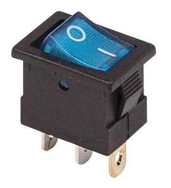 Выключатель клавишный 12V 15А (3с) ON-OFF синий  с подсветкой  Mini  REXANT   (10)