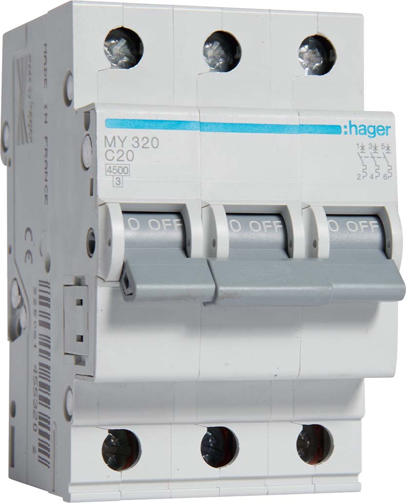 Hager Автоматический выключатель 3P 4.5kA C-20A 3M