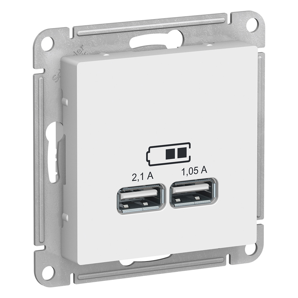 AtlasDesign модуль USB РОЗЕТКА, 5В, 1 порт x 2,1 А, 2 порта х 1,05 А, белая (1)
