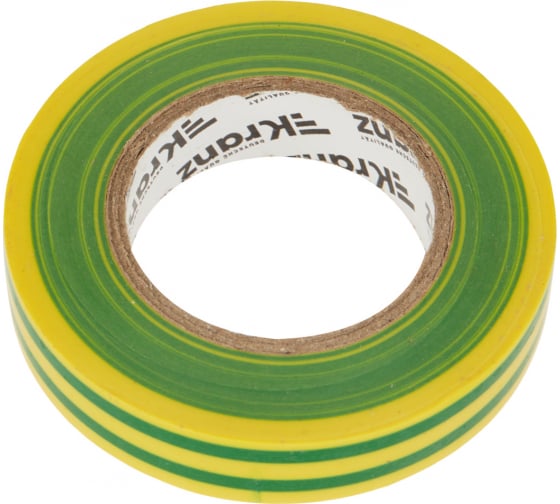 Kranz Изолента ПВХ 0.13х15 мм, 25 м, желто-зеленая (5 шт./уп.)¶KR-09-2107