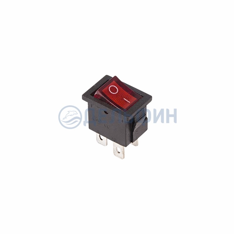 Выключатель клавишный 250V 6А (4с) ON-OFF красный  с подсветкой  Mini  REXANT   (10)