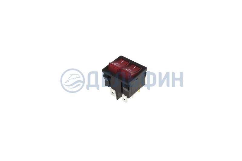 Выключатель клавишный 250V 6А (6с) ON-OFF красный с подсветкой ДВОЙНОЙ  Mini  REXANT   (10)