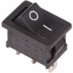 Выключатель клавишный 250V 6А (3с) (ON)-ON черный  Б/Фикс  Mini  REXANT   (10)