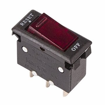 Выключатель - автомат клавишный 250V 15А (3с) RESET-OFF красный  с подсветкой  REXANT   (10)