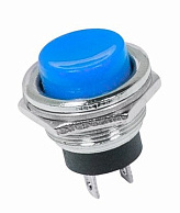 Выключатель-кнопка  металл 250V 2А (2с) (ON)-OFF  Ø16.2  синяя  REXANT (10)