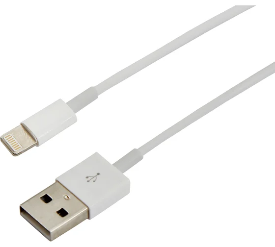 USB кабель для iPhone 5/6/7 моделей ОРИГИНАЛ (чип MFI) 1М белый REXANT
