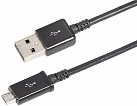 USB кабель microUSB длинный штекер 1М черный REXANT