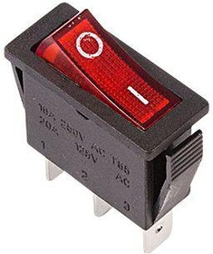 Выключатель клавишный 250V 15А (3с) ON-OFF красный  с подсветкой  REXANT   (10)
