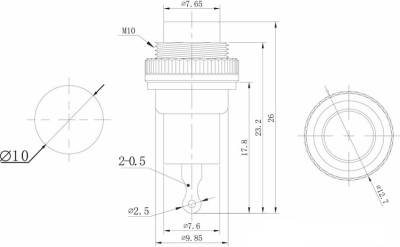 Выключатель-кнопка  металл 220V 2А (2с) (ON)-OFF  Ø10.2  черная  Mini  REXANT (10)