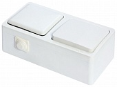 MURAT Блок выключатель 10А, 250В + розетка с крышкой, с/з 16А, 250В, IP20,  Белый (1/5/50)