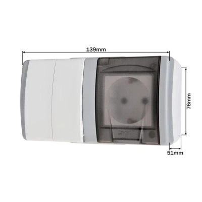 Octans Выкл. 2 кл. + Розетка с/з с крышкой IP54  (4)