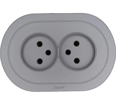 OSEN Розетка двойная б/з ПБТ Серый матовый КРУГЛАЯ (10шт/120шт)