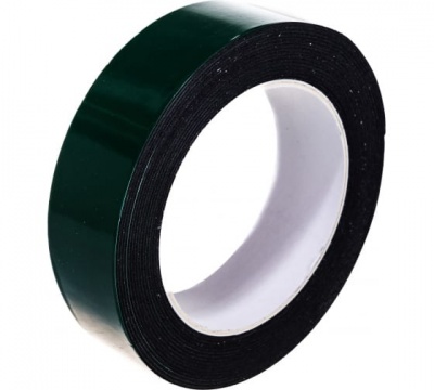 Двухсторонний скотч, зеленого цвета на черной основе, 30мм, 5метров  REXANT