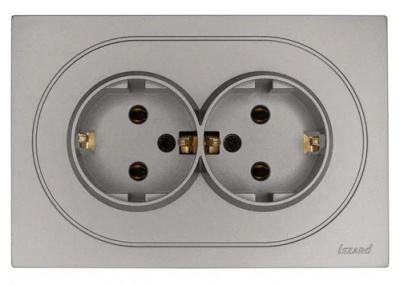 OSEN Розетка двойная с/з ПБТ Серый матовый (10шт/120шт)