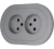 OSEN Розетка двойная б/з ПБТ Серый матовый КРУГЛАЯ (10шт/120шт)