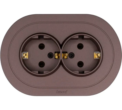 OSEN Розетка двойная с/з ПБТ Шоколад КРУГЛАЯ (10шт/120шт)