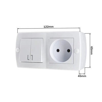 Octans Выкл. 2 кл. + Розетка б/з Белый  (6)