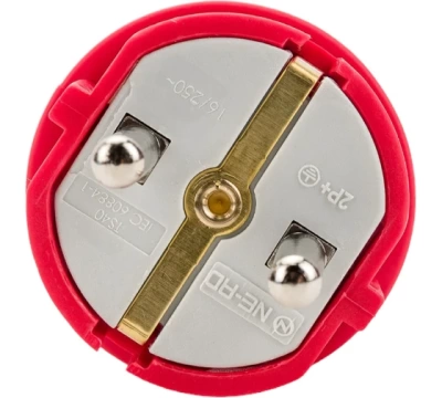 NE-AD Вилка штепсельная с кольцом с/з 16А (каучук),Красный (1/35/350)