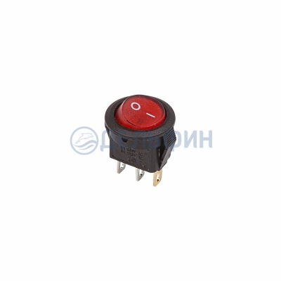 Выключатель клавишный круглый 250V 3А (3с) ON-OFF красный  с подсветкой  Micro  REXANT   (10)