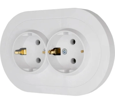 OSEN Розетка двойная с/з ПБТ Белый КРУГЛАЯ (10шт/120шт)