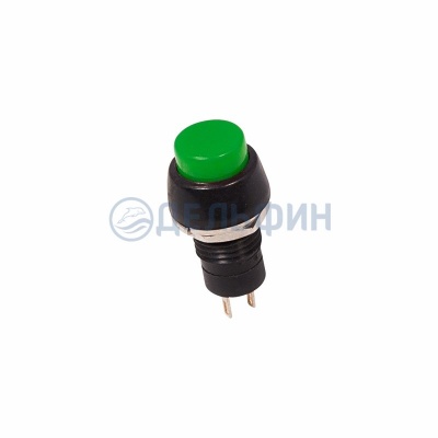 Выключатель-кнопка  250V 1А (2с) (ON)-OFF  Б/Фикс  зеленая  Micro  REXANT (50)