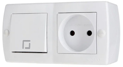 Octans Выкл. 1 кл. + Розетка б/з Белый  (6)