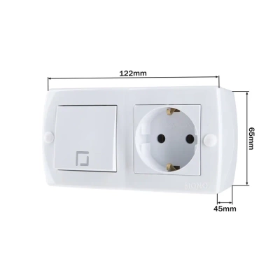  Octans Выкл. 1 кл. + Розетка с/з Белый  (6)