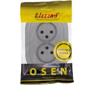 OSEN Розетка двойная б/з ПБТ Серый матовый КРУГЛАЯ (10шт/120шт)