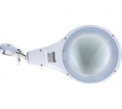 Лупа на струбцине REXANT, круглая, 5D, с подсветкой 56 SMD LED, белая
