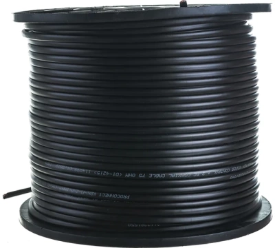 Кабель для видеонаблюдения КВК-П-2 + 2х0,50мм² (CCA),  200м., черный, OUTDOOR  PROCONNECT
