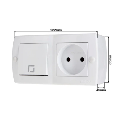 Octans Выкл. 1 кл. + Розетка б/з Белый  (6)